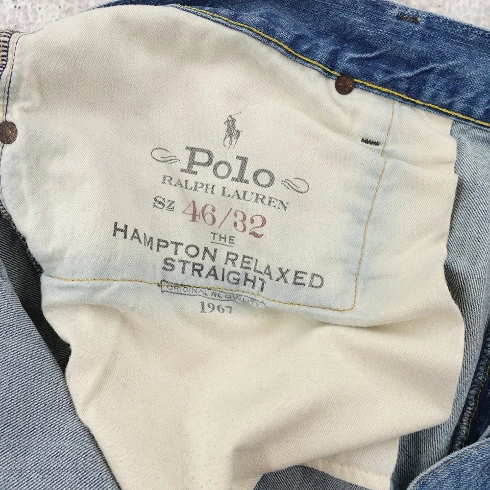Polo Ralph Lauren Hampton Relaxed Straight Jeans Mens 46Bx32 Blue Denim Pants